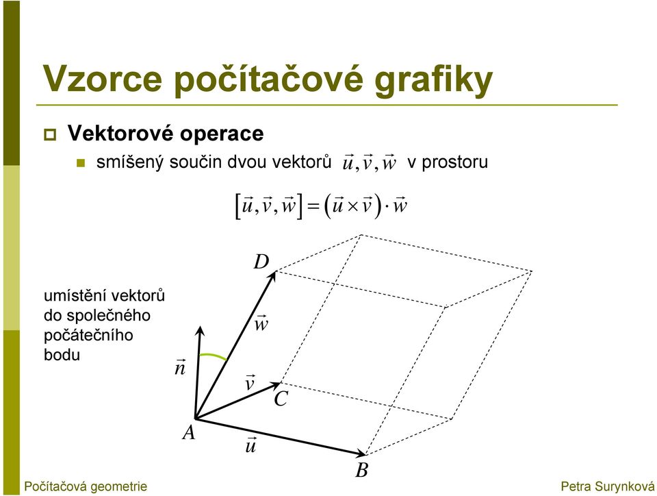 prostoru [ ] ( ) D umístění vektorů