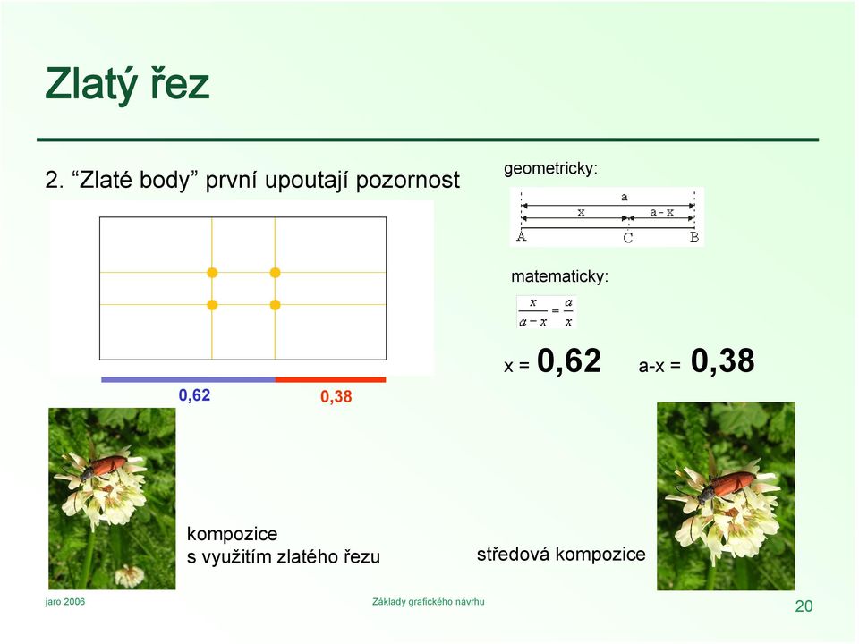 geometricky: matematicky: 0,62 0,38