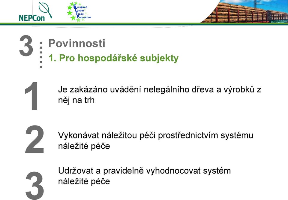 nelegálního dřeva a výrobků z něj na trh 2 Vykonávat