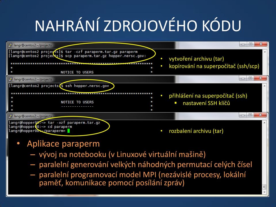 notebooku (v Linuxové virtuální mašině) paralelní generování velkých náhodných permutací celých