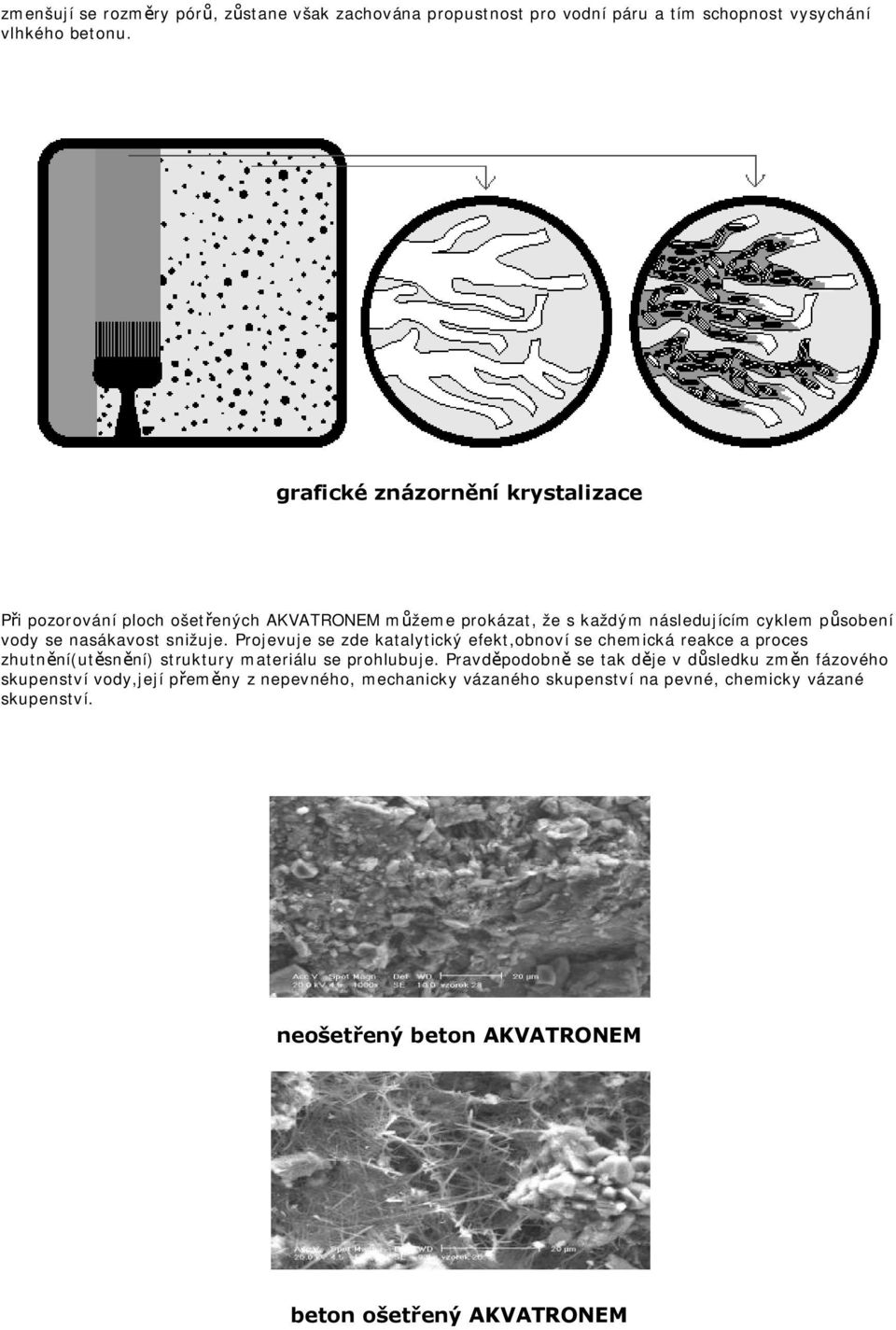 snižuje. Projevuje se zde katalytický efekt,obnoví se chemická reakce a proces zhutnění(utěsnění) struktury materiálu se prohlubuje.