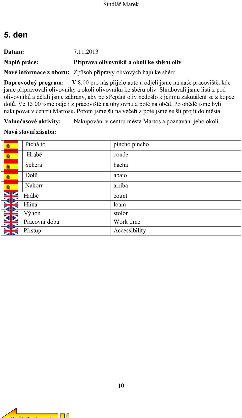 jsme připravovali olivovníky a okolí olivovníku ke sběru oliv. Shrabovali jsme listí z pod olivovníků a dělali jsme zábrany, aby po střepání oliv nedošlo k jejímu zakutálení se z kopce dolů.