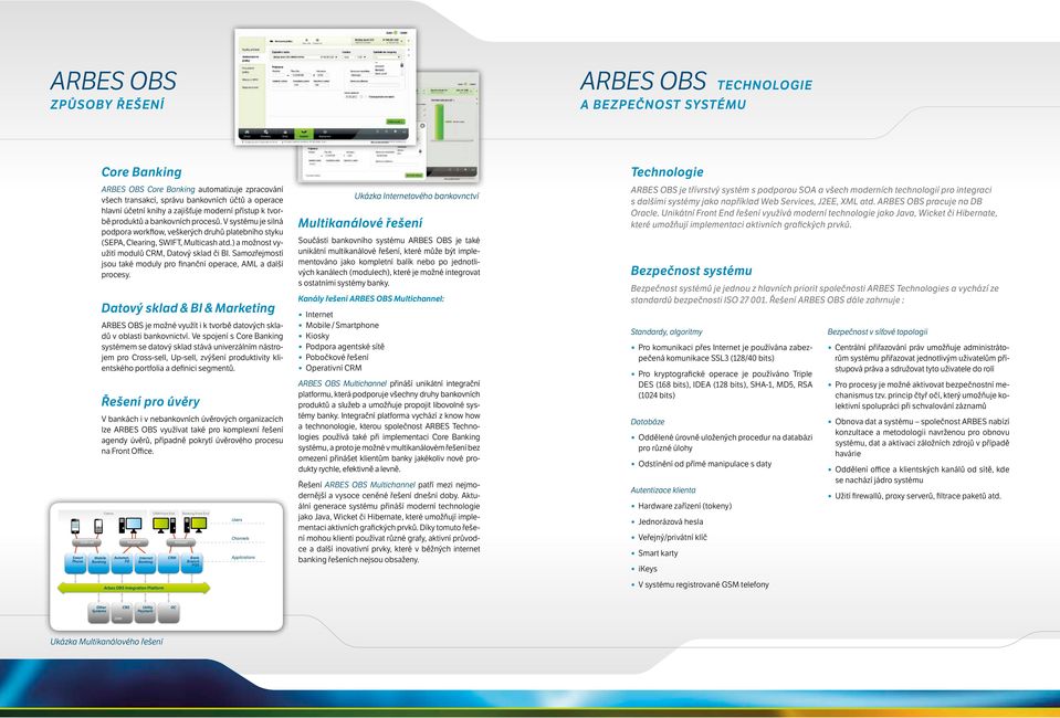 V systému je silná podpora workflow, veškerých druhů platebního styku (SEPA, Clearing, SWIFT, Multicash atd.) a možnost využití modulů CRM, Datový sklad či BI.