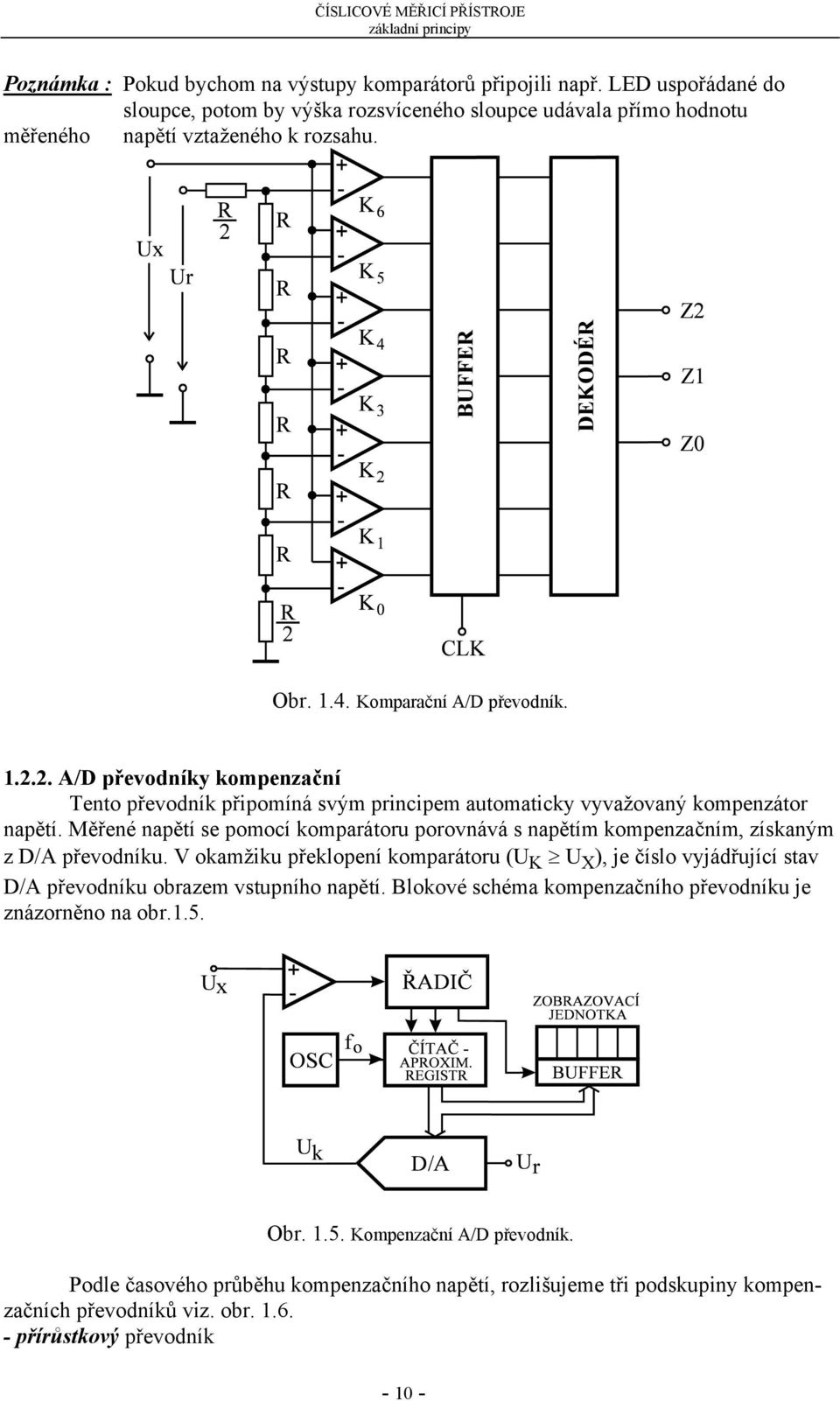 Měřené napětí se pomocí komparátoru porovnává s napětím kompenzačním, získaným z D/A převodníku.