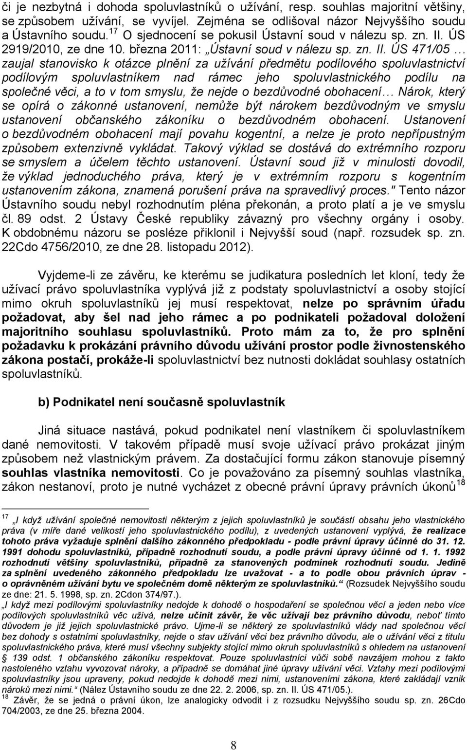 ÚS 2919/2010, ze dne 10. března 2011: Ústavní soud v nálezu sp. zn. II.