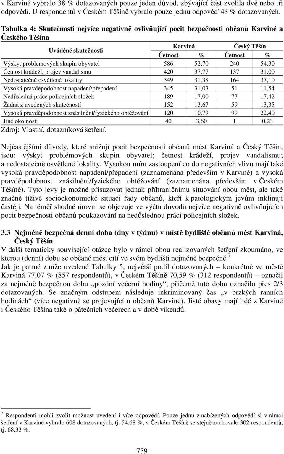 Četnost krádeží, projev vandalismu 420 37,77 137 31,00 Nedostatečně osvětlené lokality 349 31,38 164 37,10 Vysoká pravděpodobnost napadení/přepadení 345 31,03 51 11,54 Nedůsledná práce policejních