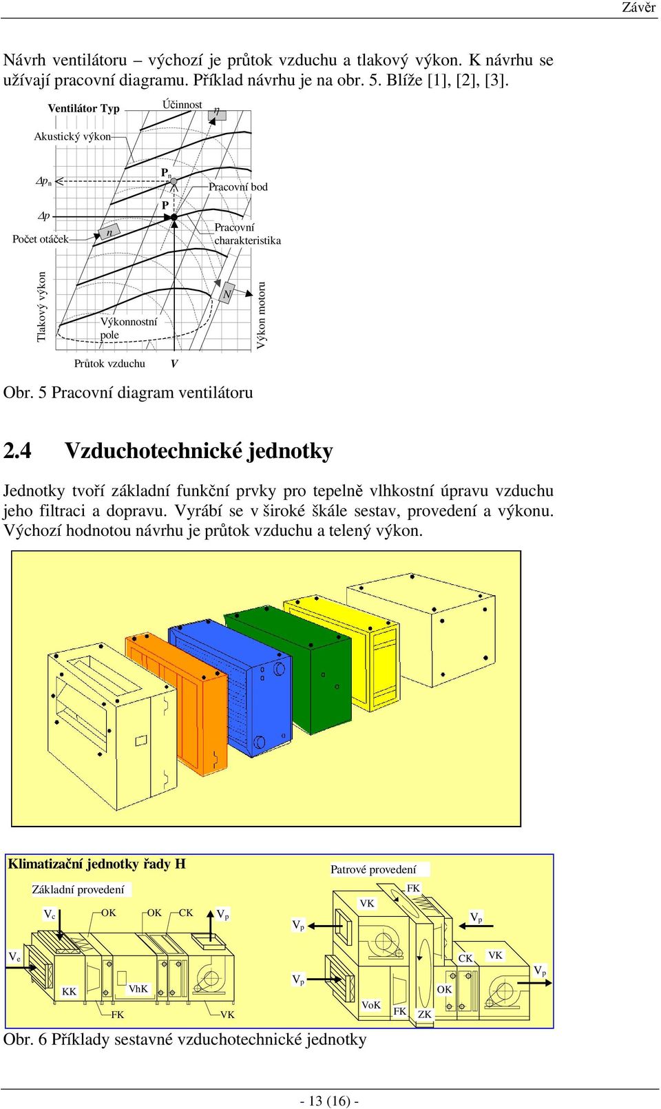 5 Pracovní diagram ventilátoru V 2.4 Vzduchotechnické jednotky Jednotky tvoří základní funkční prvky pro tepelně vlhkostní úpravu vzduchu jeho filtraci a dopravu.