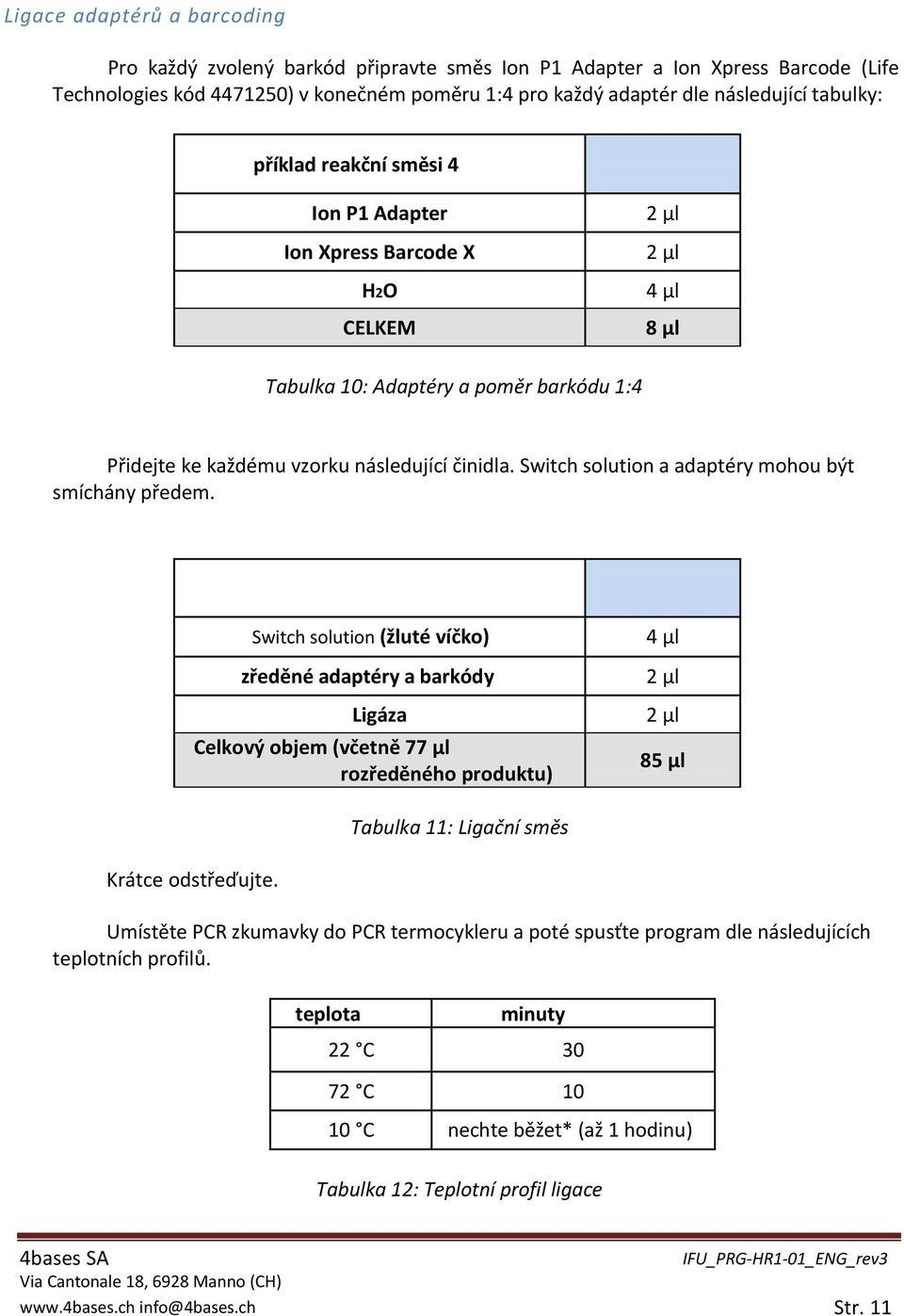 Switch solution a adaptéry mohou být smíchány předem. Krátce odstřeďujte.