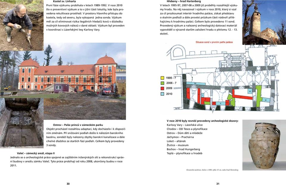 Výzkum byl proveden v koordinaci s Lázeňskými lesy Karlovy Vary. Hřebeny hrad Hartenberg V letech 1995-97, 2007-08 a 2009 již proběhly rozsáhlejší výzkumy hradu.