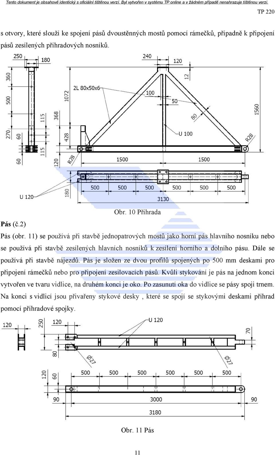 Dále se používá při stavbě nájezdů. Pás je složen ze dvou profilů spojených po 500 mm deskami pro připojení rámečků nebo pro připojení zesilovacích pásů.