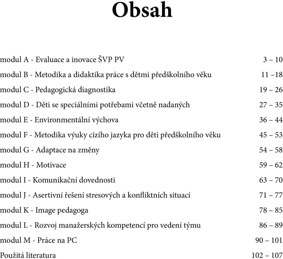 modul G - Adaptace na změny 54 58 modul H - Motivace 59 62 modul I - Komunikační dovednosti 6 70 modul J - Asertivní řešení stresových a konfliktních