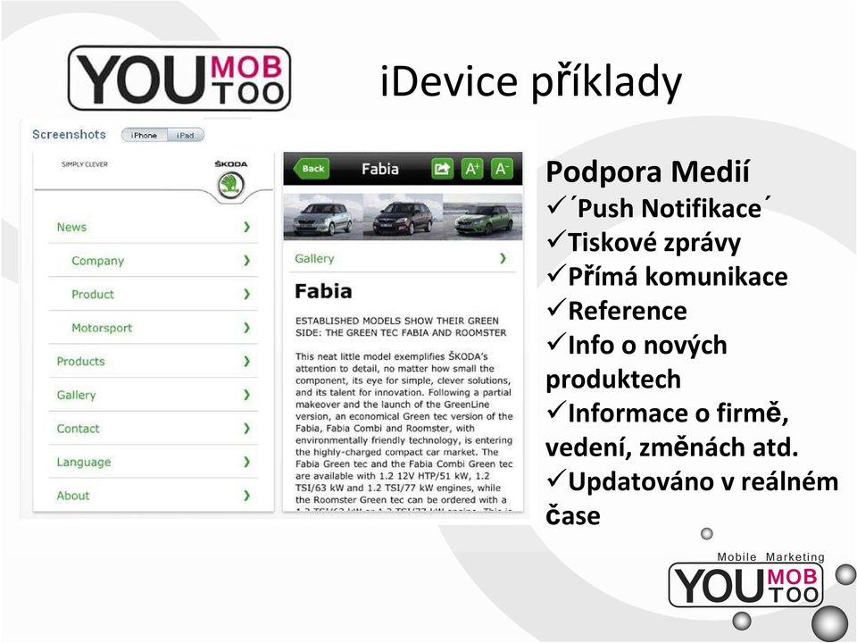 Reference Info o nových produktech Informace