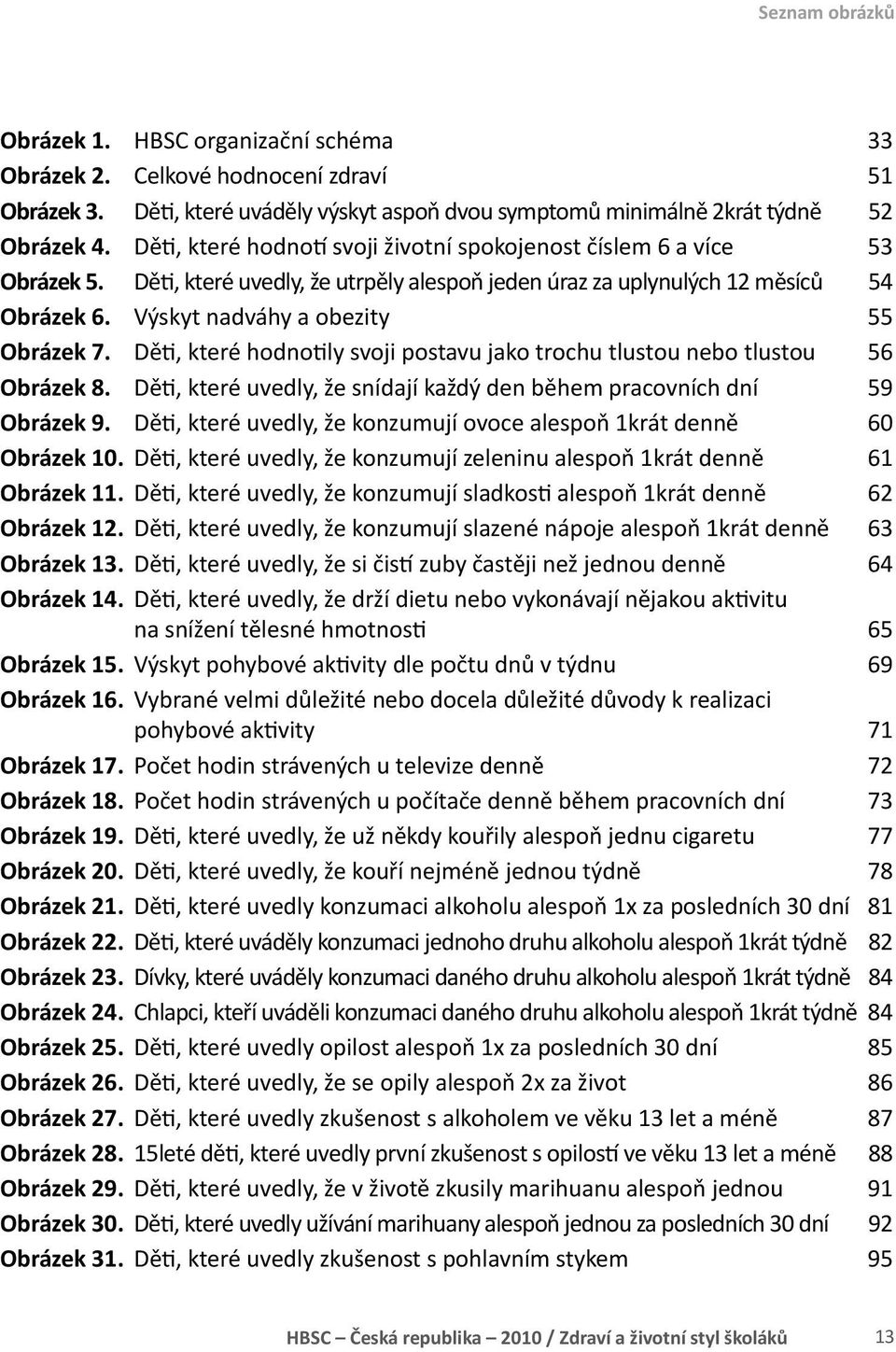 Výskyt nadváhy a obezity 55 Obrázek 7. Děti, které hodnotily svoji postavu jako trochu tlustou nebo tlustou 56 Obrázek 8. Děti, které uvedly, že snídají každý den během pracovních dní 59 Obrázek 9.