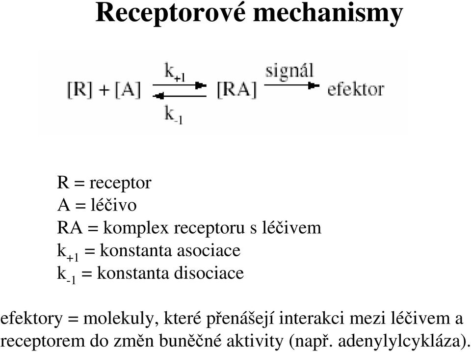 disociace efektory = molekuly, které přenášejí interakci mezi