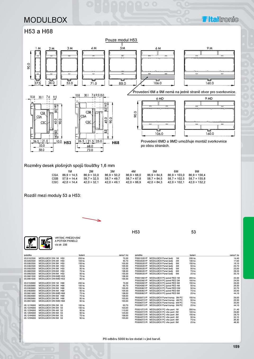 102,5 58,7 155,8 42,0 14,4 42,0 32,1 42,0 49,1 42,0 66,9 42,0 84,3 42,0 102,1 42,0 152,2 Rozdíl mezi moduly 53 a H53: H53 53 05.0102530 MODULBOX DIN 1M H53 200 ks 73,00 05.