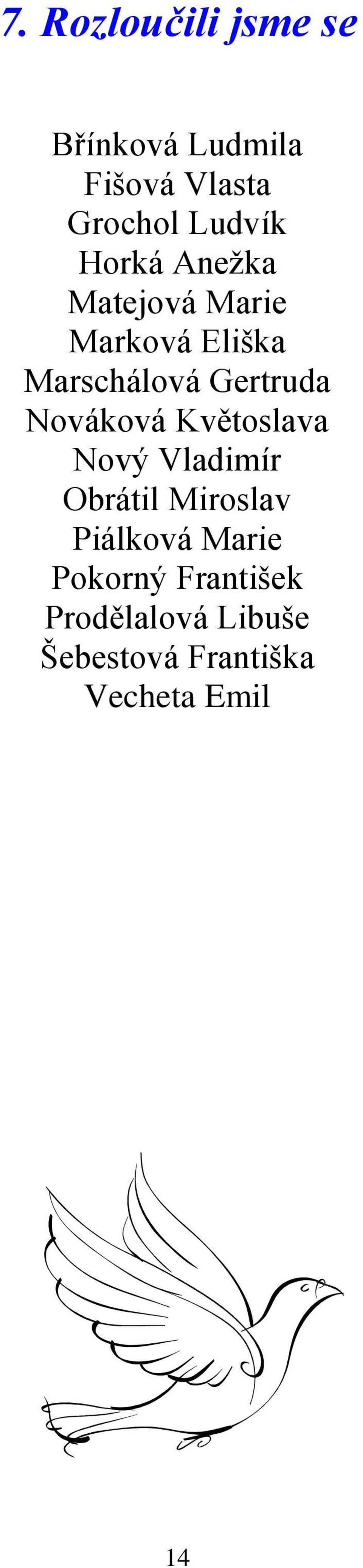 Nováková Květoslava Nový Vladimír Obrátil Miroslav Piálková Marie