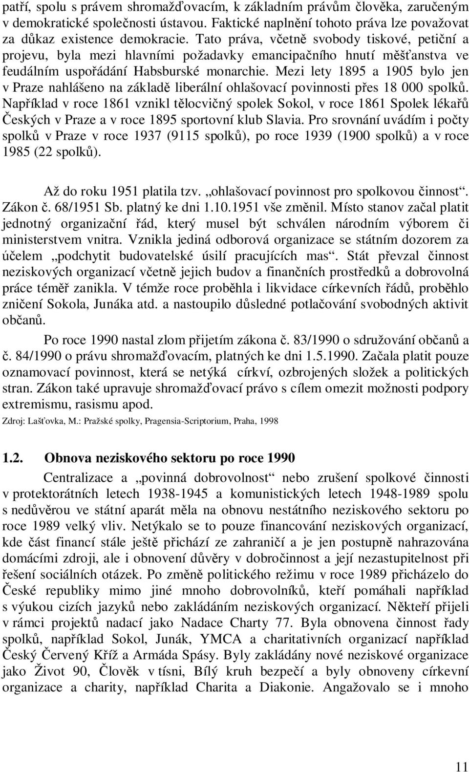 Mezi lety 1895 a 1905 bylo jen v Praze nahlášeno na základ liberální ohlašovací povinnosti p es 18 000 spolk.