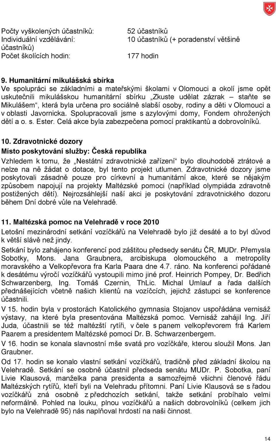 byla určena pro sociálně slabší osoby, rodiny a děti v Olomouci a v oblasti Javornicka. Spolupracovali jsme s azylovými domy, Fondem ohrožených dětí a o. s. Ester.