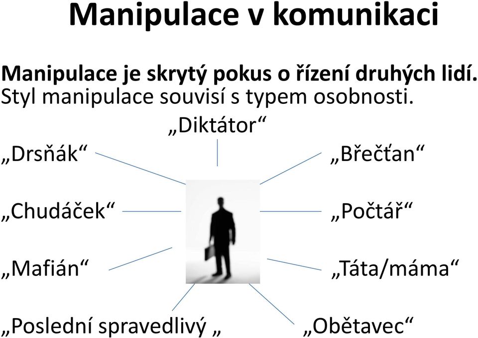 Styl manipulace souvisí s typem osobnosti.