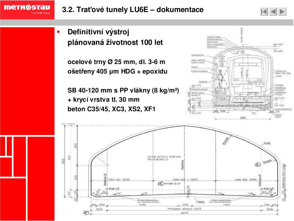 3-6 m ošetřeny 405 µm HDG + epoxidu SB 40-120 mm s PP