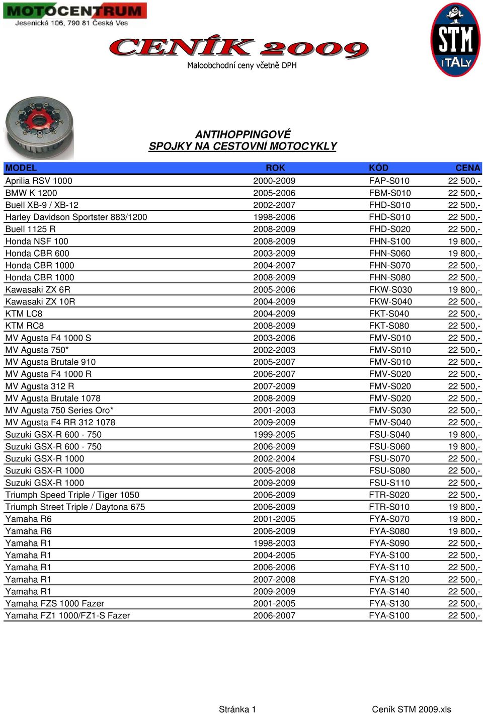 FHN-S060 19 800,- Honda CBR 1000 2004-2007 FHN-S070 22 500,- Honda CBR 1000 2008-2009 FHN-S080 22 500,- Kawasaki ZX 6R 2005-2006 FKW-S030 19 800,- Kawasaki ZX 10R 2004-2009 FKW-S040 22 500,- KTM LC8