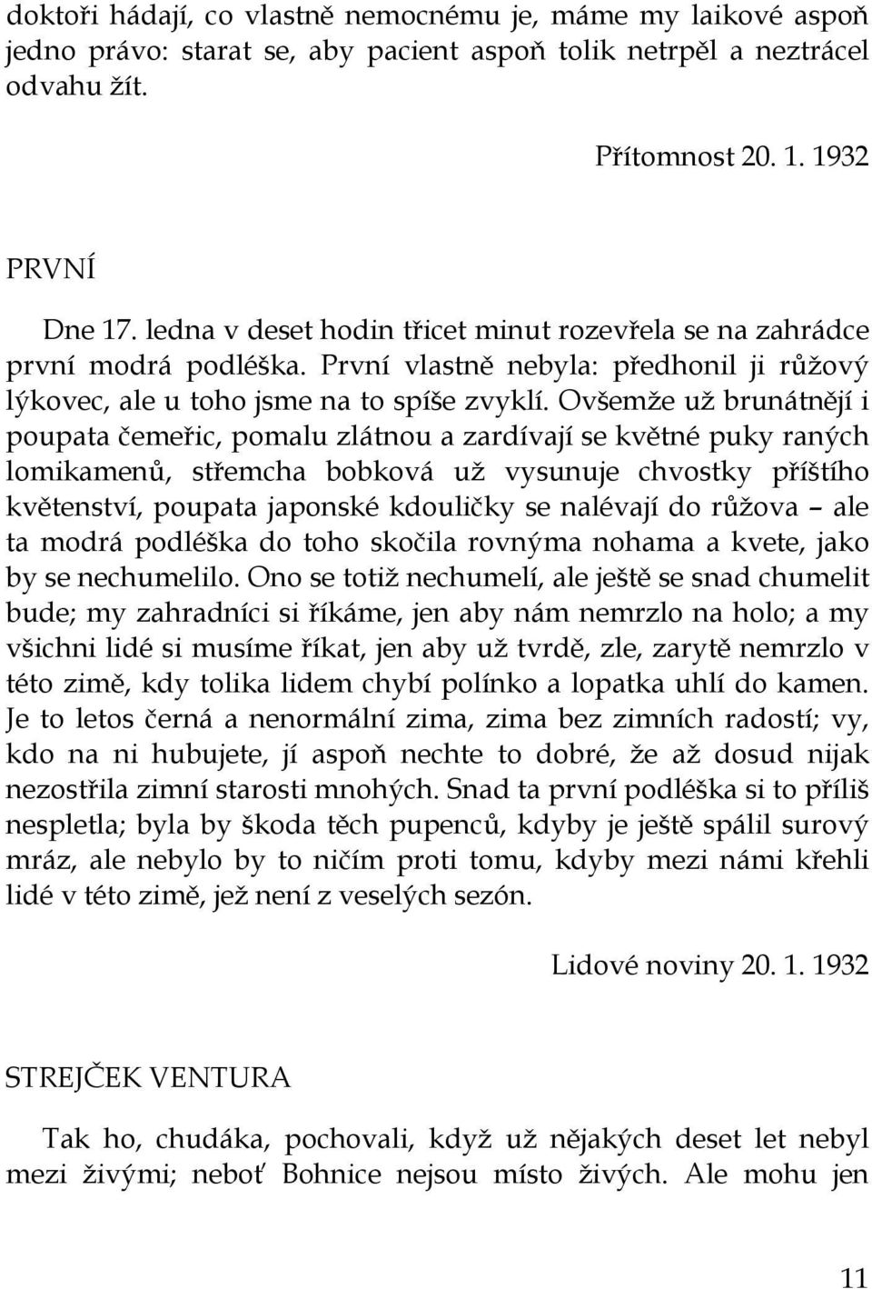 Ovšemže už brunátnějí i poupata čemeřic, pomalu zlátnou a zardívají se květné puky raných lomikamenů, střemcha bobková už vysunuje chvostky příštího květenství, poupata japonské kdouličky se nalévají