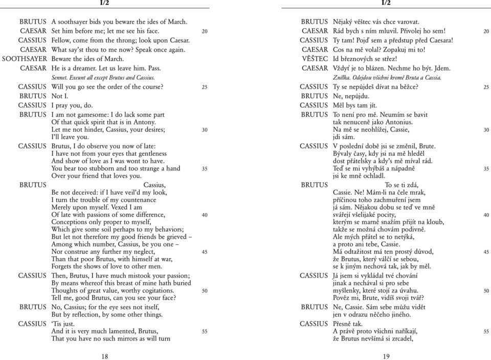 25 Not I. CASSIUS I pray you, do. I am not gamesome: I do lack some part Of that quick spirit that is in Antony. Let me not hinder, Cassius, your desires; 30 I ll leave you.