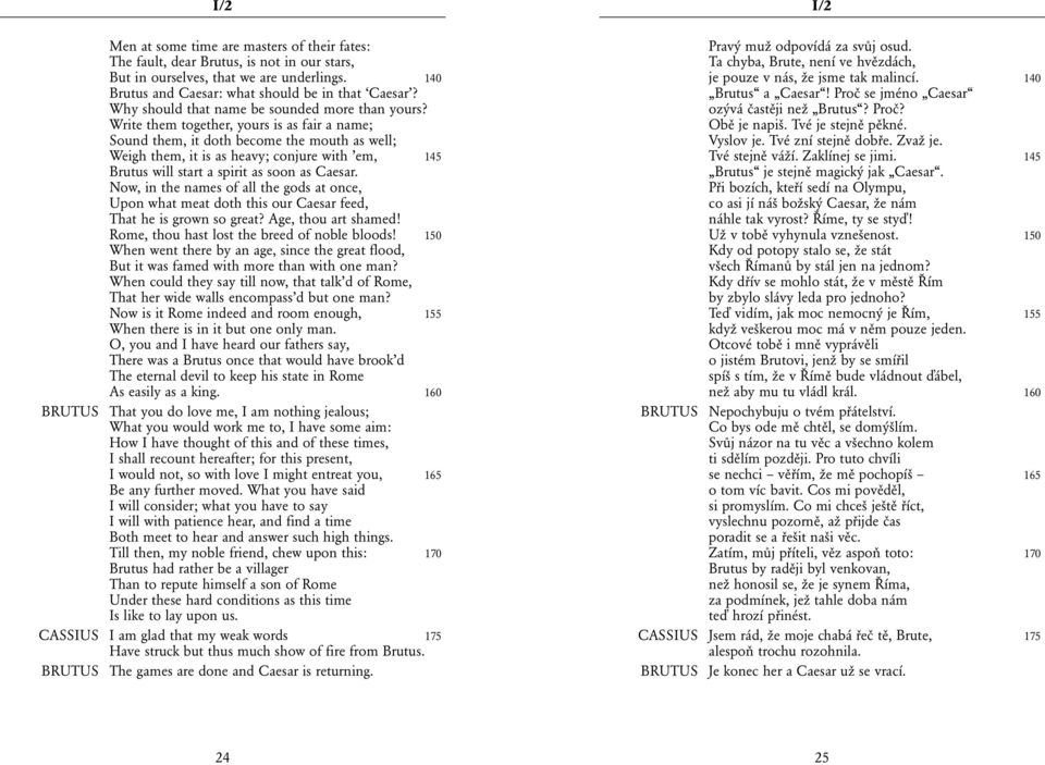 Write them together, yours is as fair a name; Sound them, it doth become the mouth as well; Weigh them, it is as heavy; conjure with em, 145 Brutus will start a spirit as soon as Caesar.