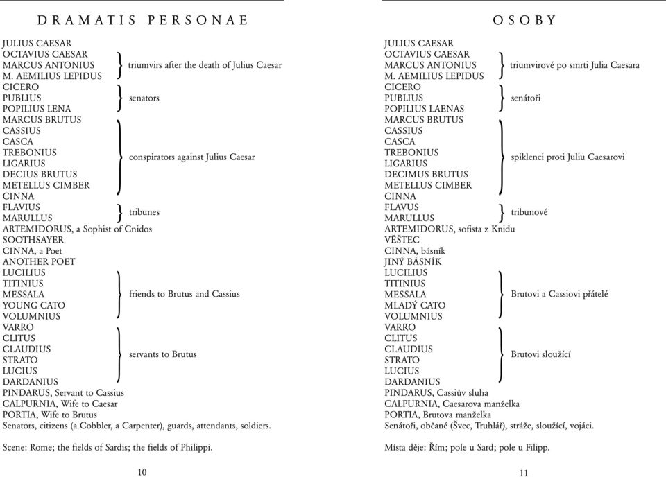 Poet ANOTHER POET LUCILIUS } friends TITINIUS MESSALA to Brutus and Cassius YOUNG CATO VOLUMNIUS VARRO } CLITUS CLAUDIUS servants to Brutus STRATO LUCIUS DARDANIUS PINDARUS, Servant to Cassius