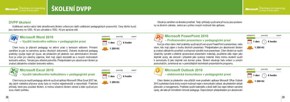 Jedná se o průřez nových možností této aplikace. Microsoft Word 2010 Využití textového editoru v pedagogické praxi Cílem kurzu je připravit pedagogy na aktivní práci s textovým editorem.