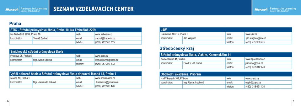 cz telefon: (420) 257 320 533 Vyšší odborná škola a Střední průmyslová škola dopravní Masná 18, Praha 1 Masná 18, Praha 1 web: www.spsdmasna.cz koordinátor: Mgr.