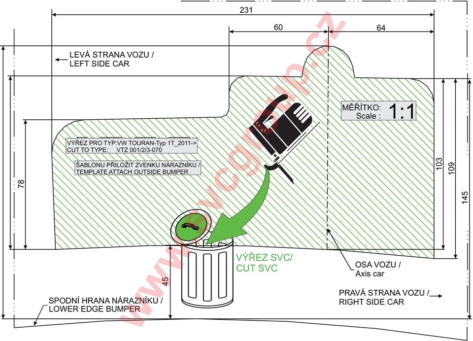 ATTACH OUTSIDE BUMPER SPODNÍ HRANA NÁRAZNÍKU / LOWER EDGE BUMPER 45 231 60