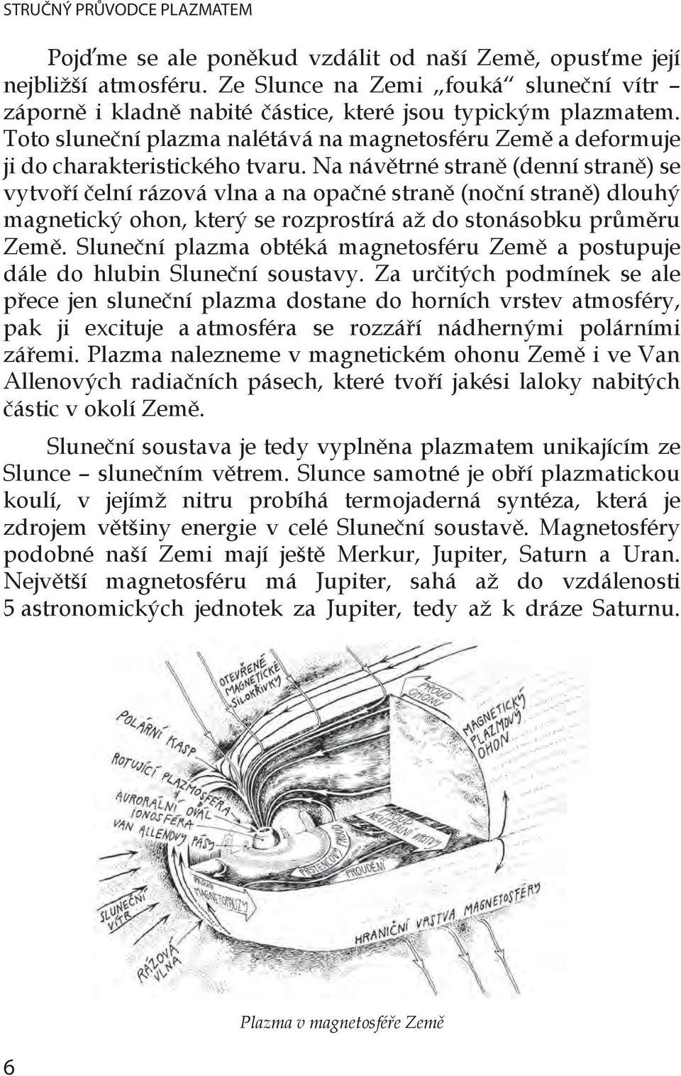 Na návětrné straně (denní straně) se vytvoří čelní rázová vlna a na opačné straně (noční straně) dlouhý magnetický ohon, který se rozprostírá až do stonásobku průměru Země.