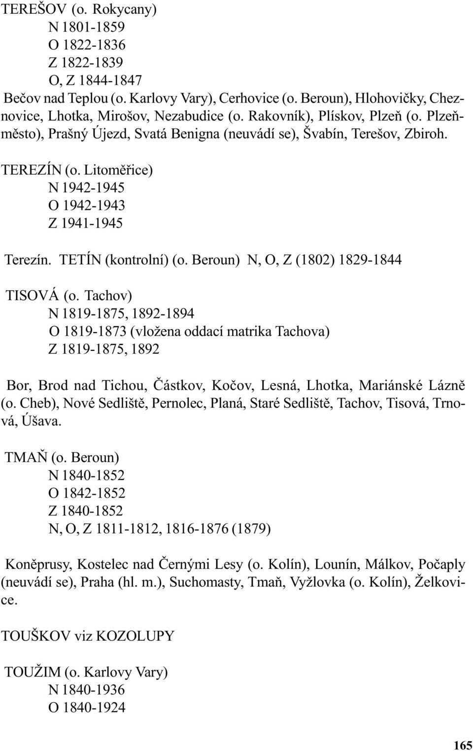 Beroun) N, O, Z (1802) 1829-1844 TISOVÁ (o.