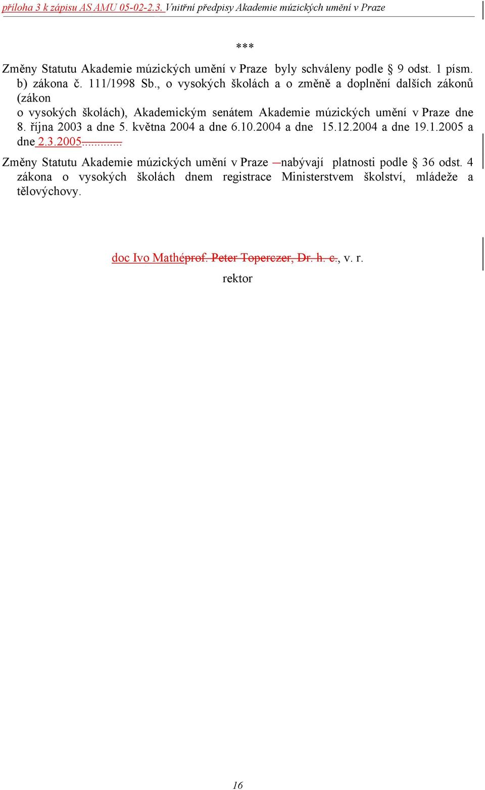 října 2003 a dne 5. května 2004 a dne 6.10.2004 a dne 15.12.2004 a dne 19.1.2005 