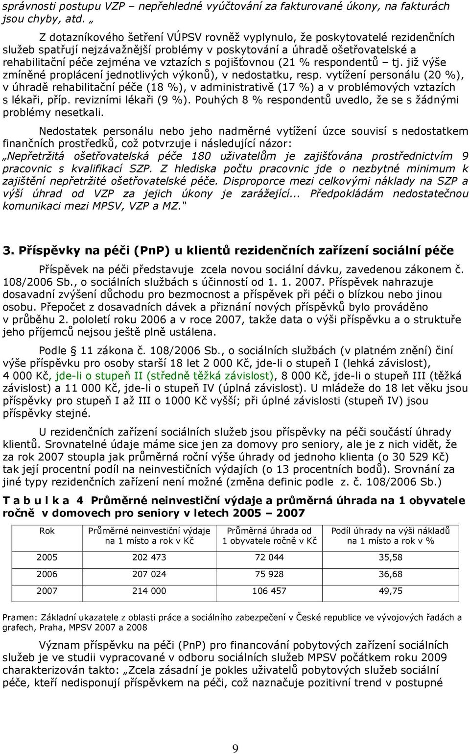 pojišťovnou (21 % respondentů tj. již výše zmíněné proplácení jednotlivých výkonů), v nedostatku, resp.