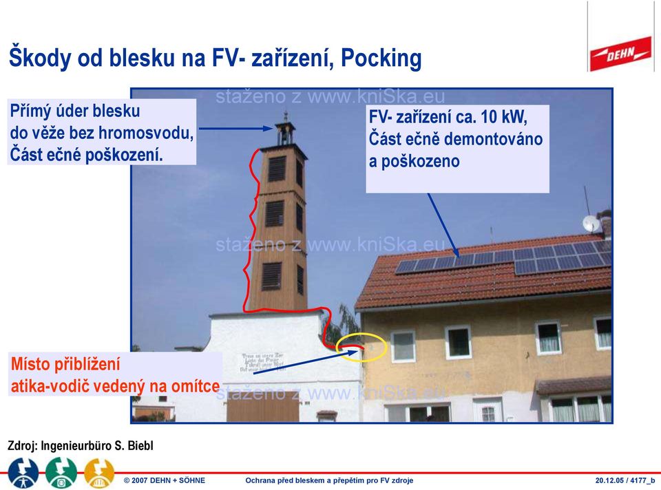 10 kw, Část ečně demontováno a poškozeno Místo přiblíţení