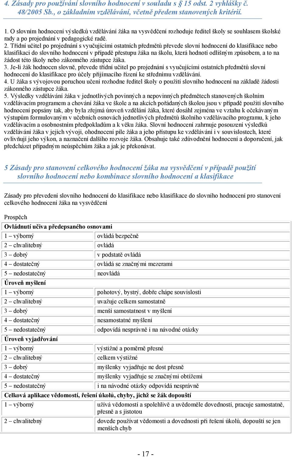 O slovním hodnocení výsledků vzdělávání žáka na vysvědčení rozhoduje ředitel školy se souhlasem školské rady a po projednání v pedagogické radě. 2.