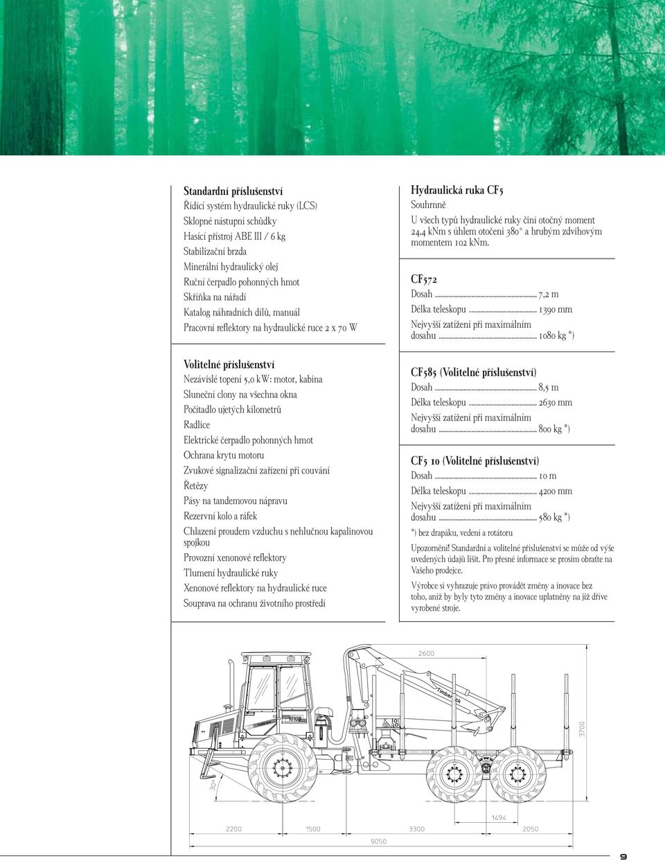 Poãítadlo ujet ch kilometrû Radlice Elektrické ãerpadlo pohonn ch hmot Ochrana krytu motoru Zvukové signalizaãní zafiízení pfii couvání etûzy Pásy na tandemovou nápravu Rezervní kolo a ráfek Chlazení