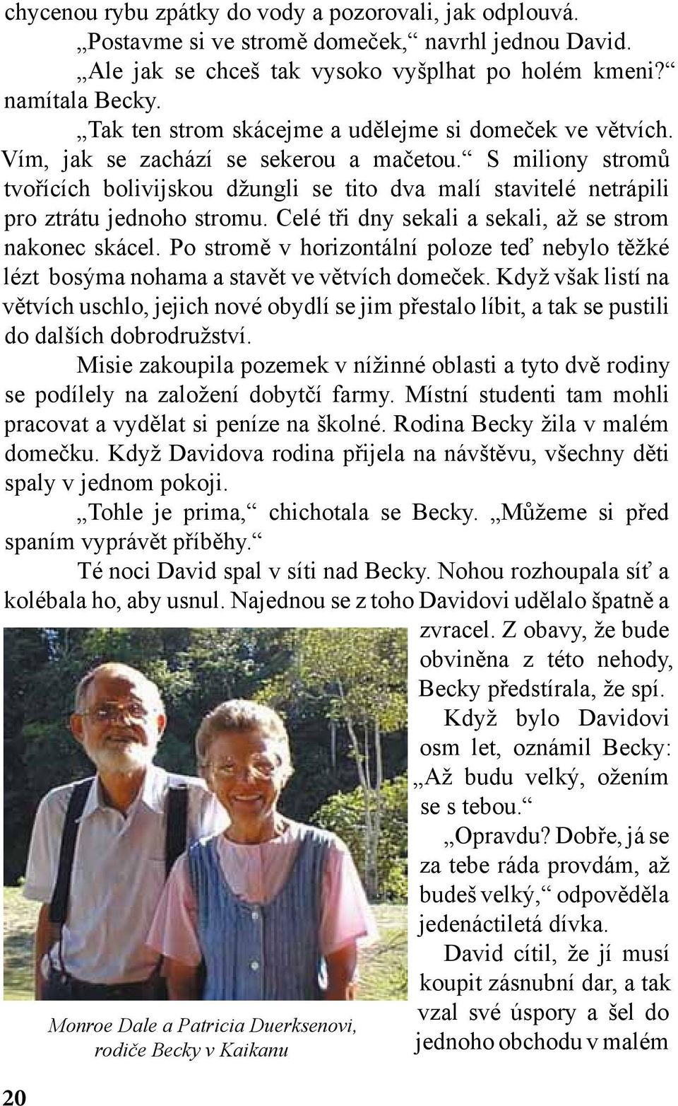 S miliony stromů tvořících bolivijskou džungli se tito dva malí stavitelé netrápili pro ztrátu jednoho stromu. Celé tři dny sekali a sekali, až se strom nakonec skácel.