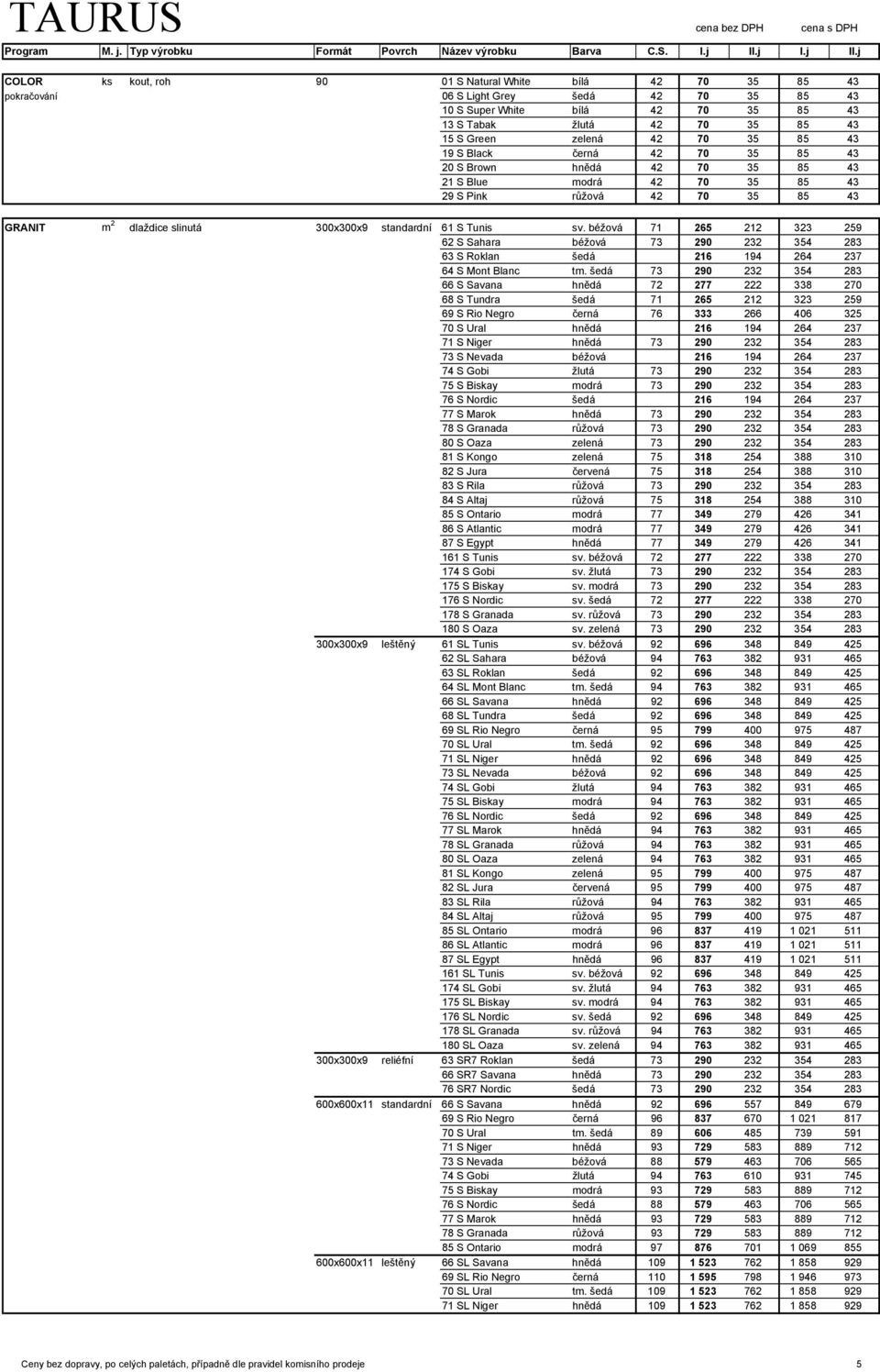 standardní 61 S Tunis sv. béžová 71 265 212 323 259 62 S Sahara béžová 73 290 232 354 283 63 S Roklan šedá 216 194 264 237 64 S Mont Blanc tm.