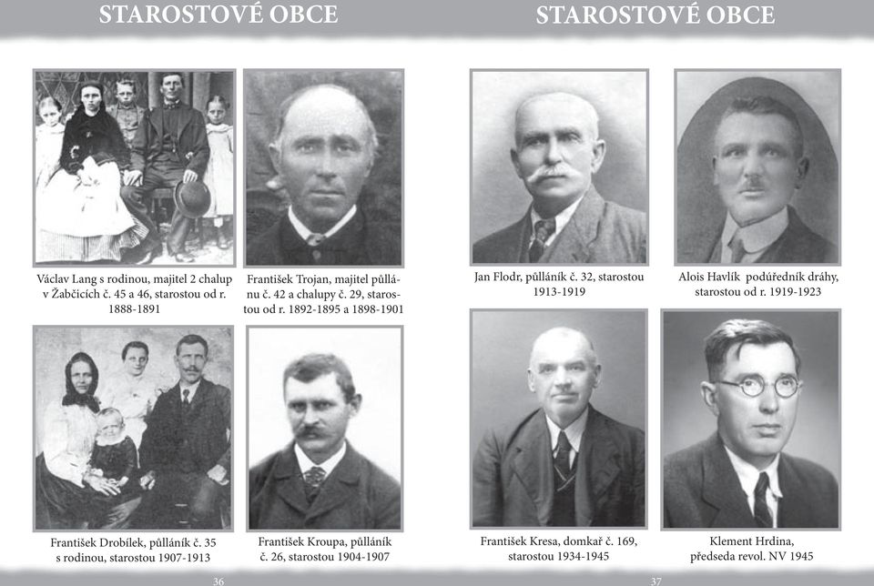 32, starostou 1913-1919 Alois Havlík podúředník dráhy, starostou od r. 1919-1923 František Drobílek, půlláník č.