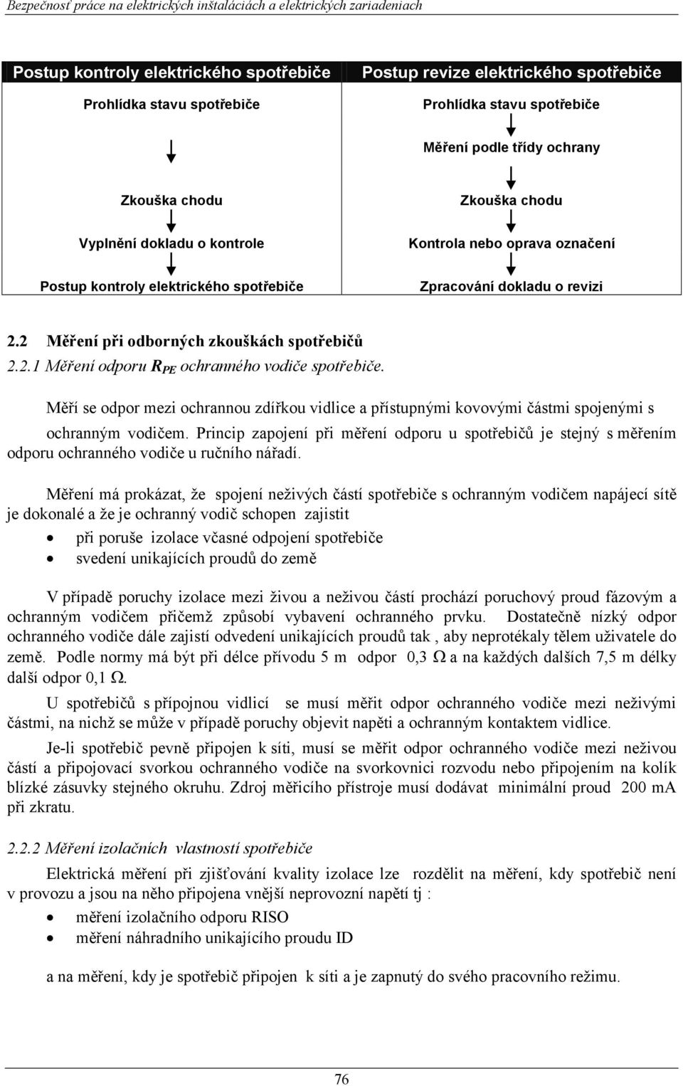 2 Měření při odborných zkouškách spotřebičů 2.2.1 Měření odporu R PE ochranného vodiče spotřebiče.