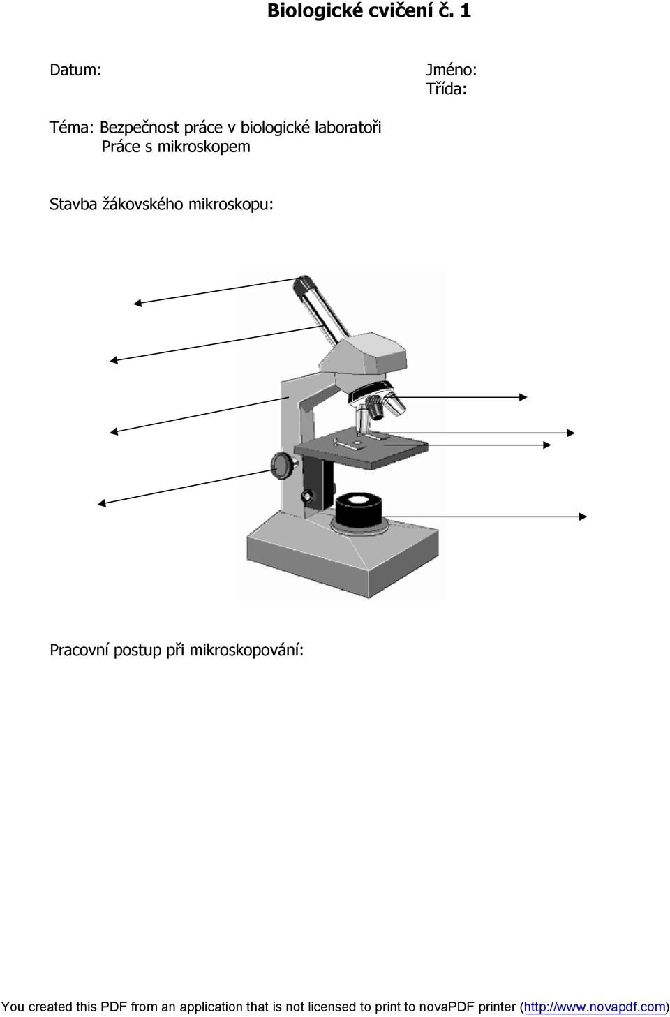 laboratoři Práce s mikroskopem Stavba