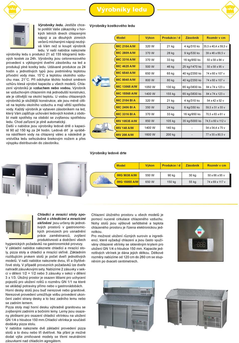 V naší nabídce naleznete výrobníky ledu s produkcí 21 až 155 kilogramů ledo- vých kostek za 24h.