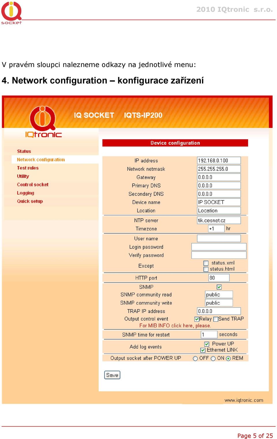 4. Network configuration