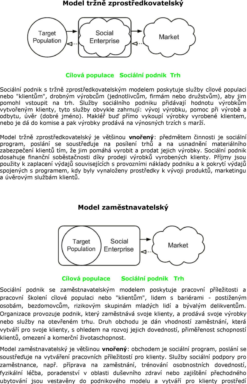 Služby sociálního podniku přidávají hodnotu výrobkům vytvořeným klienty, tyto služby obvykle zahrnují: vývoj výrobku, pomoc při výrobě a odbytu, úvěr (dobré jméno).