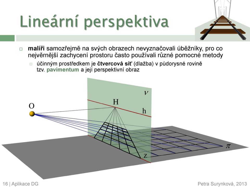 pomocné metody účinným prostředkem je čtvercová síť (dlažba) v půdorysné