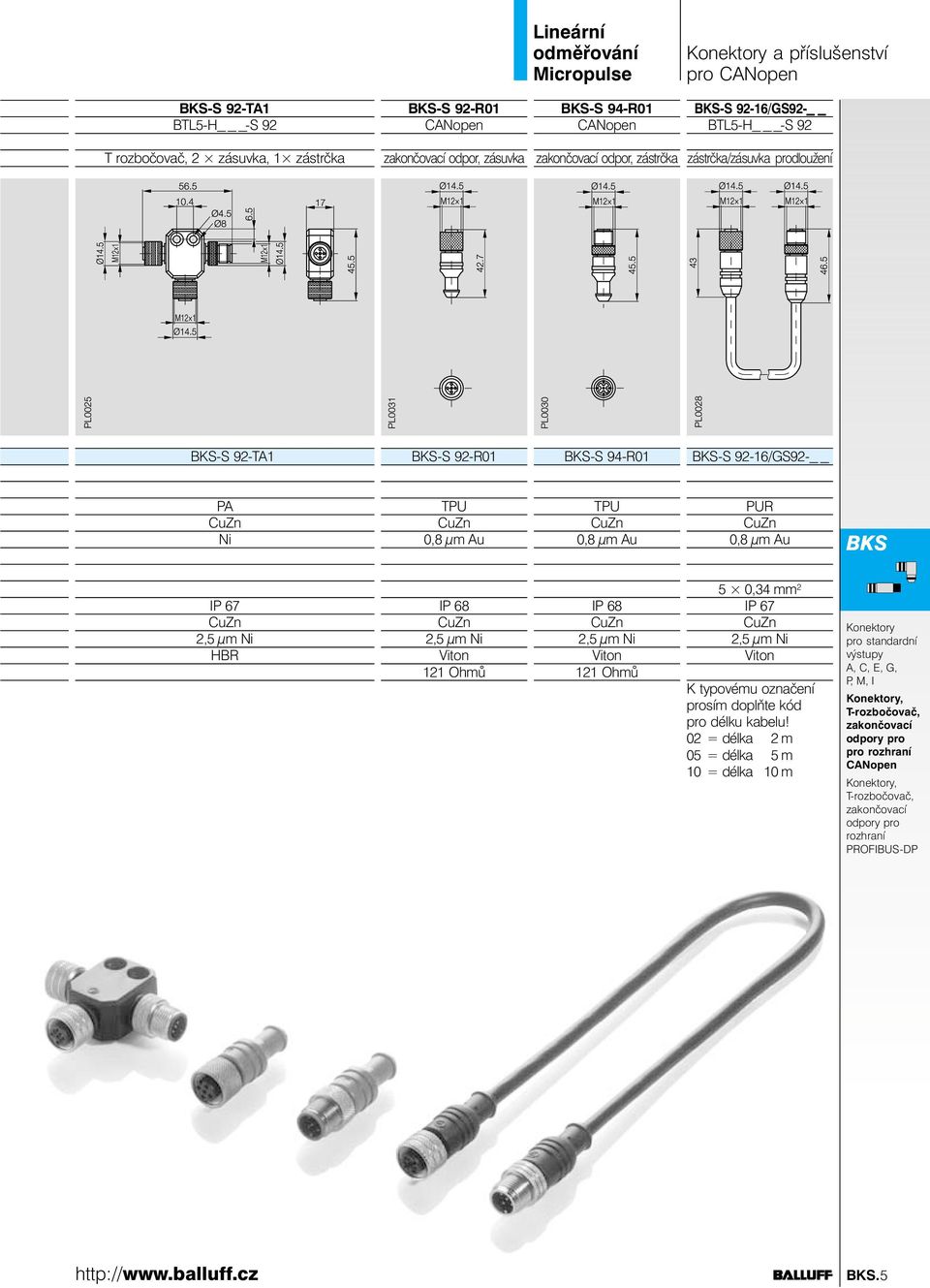 2,5 µm Ni HBR I 68 2,5 µm Ni Viton 121 Ohmů I 68 2,5 µm Ni Viton 121 Ohmů 5 0,34 mm 2 I 67 2,5 µm Ni Viton K typovému označení prosím doplňte kód pro délku