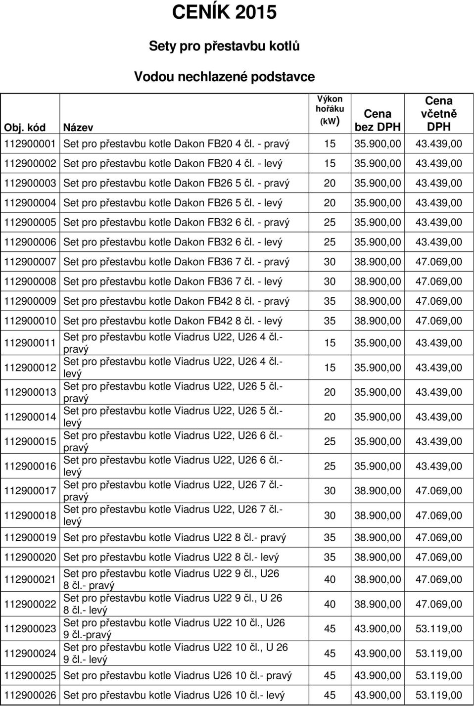 - levý 20 35.900,00 43.439,00 112900005 Set pro přestavbu kotle Dakon FB32 6 čl. - pravý 25 35.900,00 43.439,00 112900006 Set pro přestavbu kotle Dakon FB32 6 čl. - levý 25 35.900,00 43.439,00 112900007 Set pro přestavbu kotle Dakon FB36 7 čl.